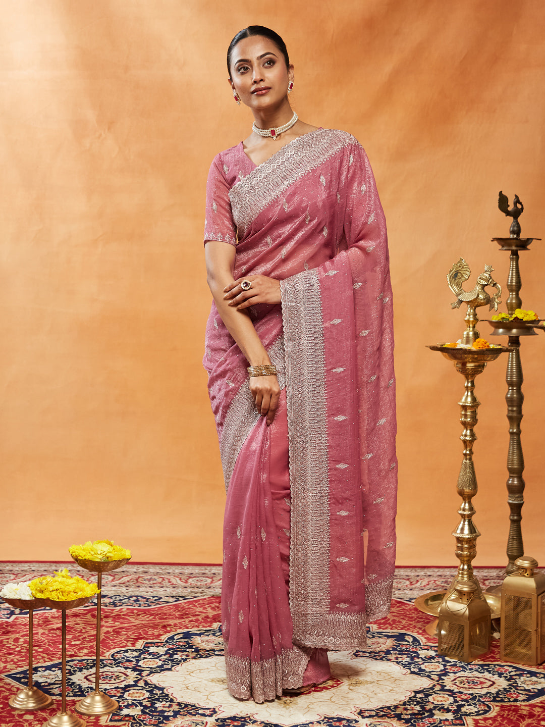 Dhiyona KS Women's Embellished Embroidered Pure Chiffon Saree