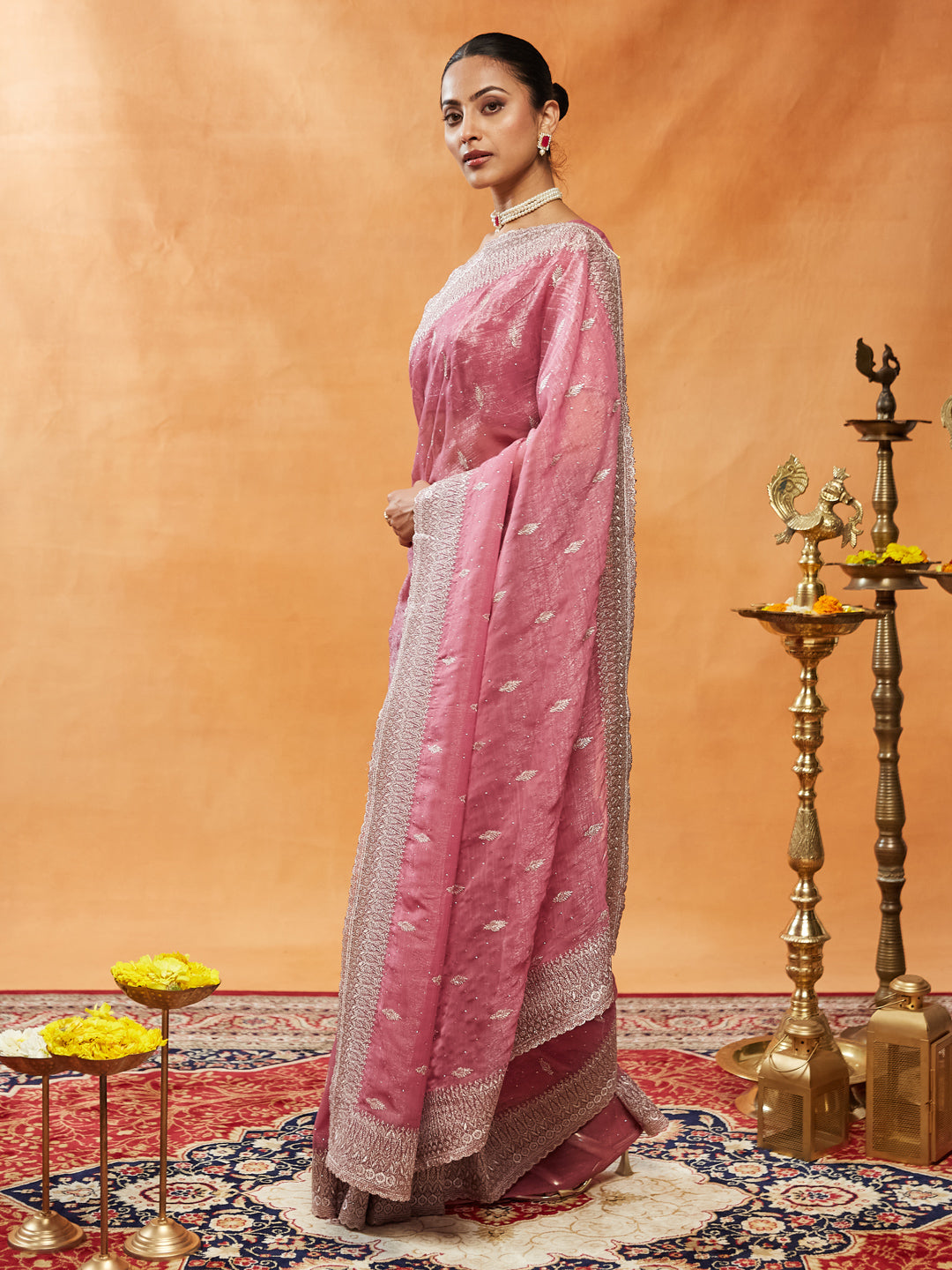 Dhiyona KS Women's Embellished Embroidered Pure Chiffon Saree