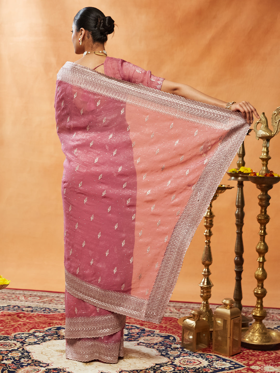 Dhiyona KS Women's Embellished Embroidered Pure Chiffon Saree
