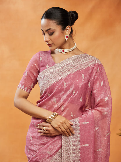 Dhiyona KS Women's Embellished Embroidered Pure Chiffon Saree