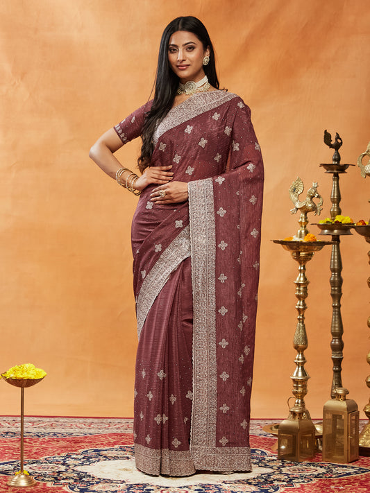 Dhiyona KS Women's Embellished Embroidered Pure Chiffon Saree
