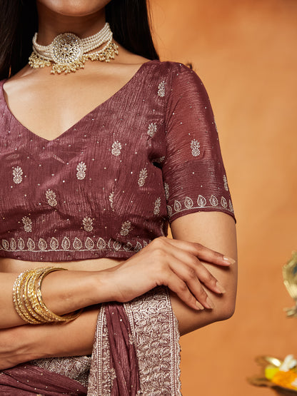 Dhiyona KS Women's Embellished Embroidered Pure Chiffon Saree