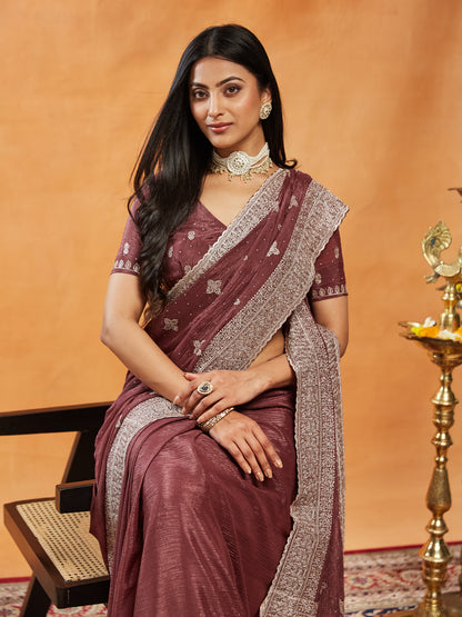 Dhiyona KS Women's Embellished Embroidered Pure Chiffon Saree