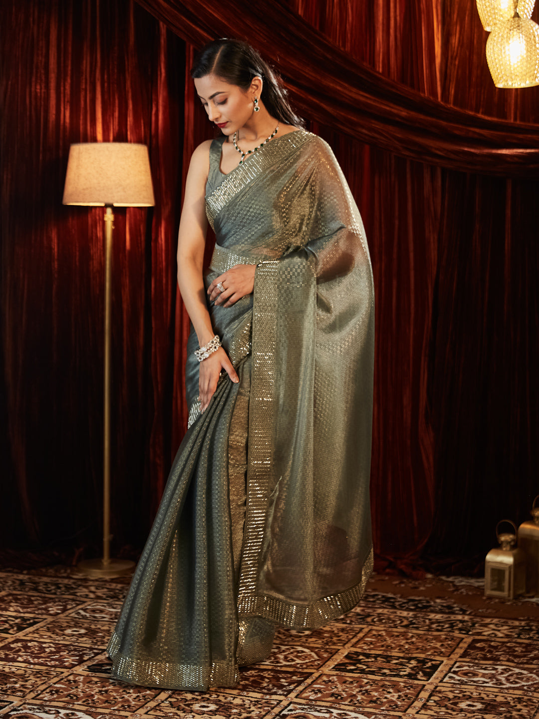 Dhiyona KS Women's Embellished Beads and Stones Saree