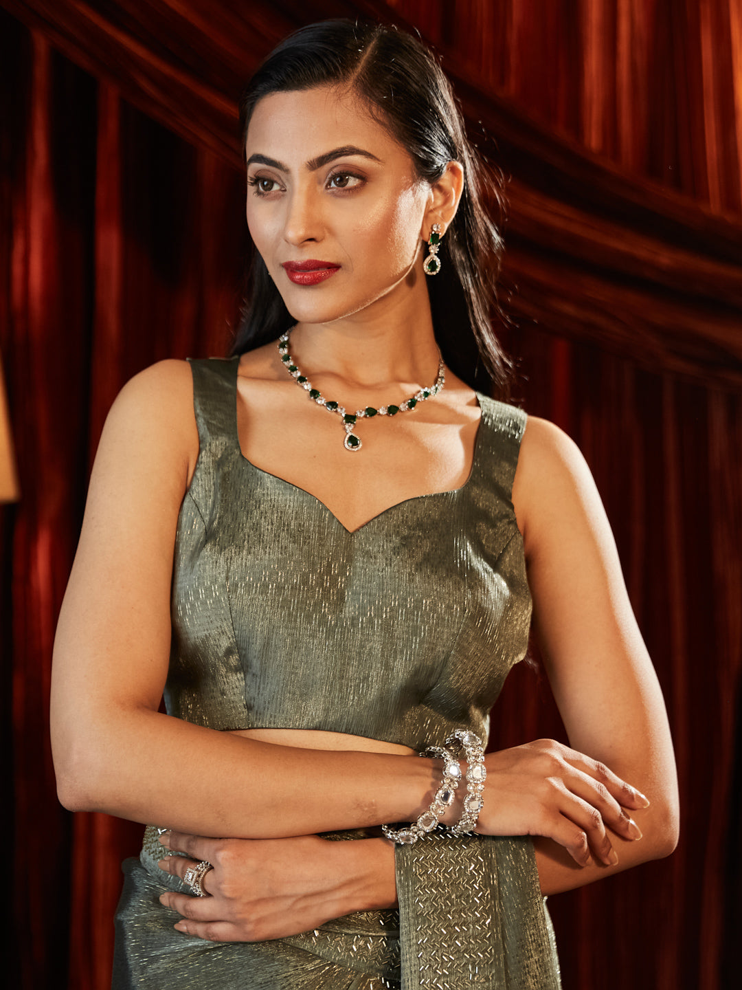 Dhiyona KS Women's Embellished Beads and Stones Saree