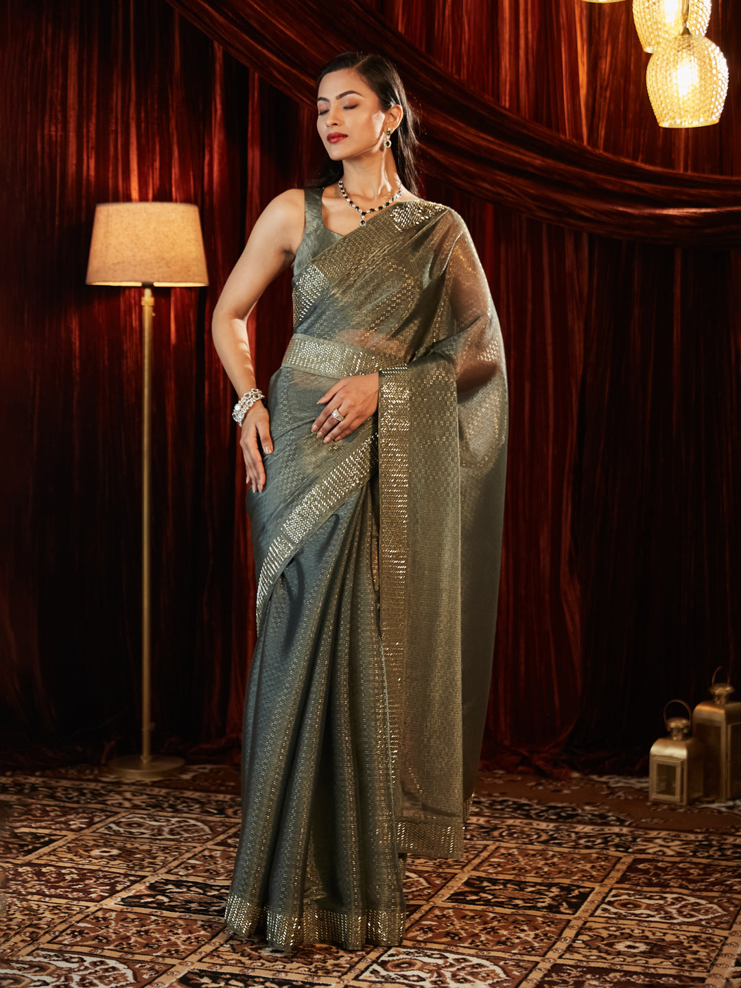 Dhiyona KS Women's Embellished Beads and Stones Saree
