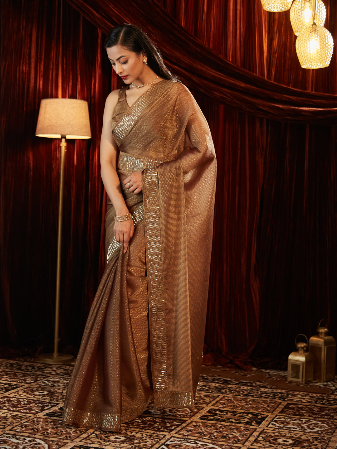 Dhiyona KS Women's Embellished Embroidered Art Silk Saree