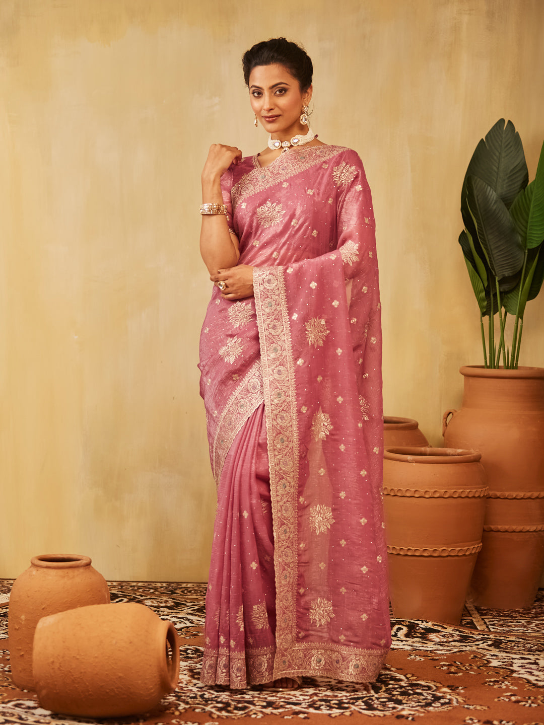 Dhiyona KS Women's Embellished Embroidered Pure Chiffon Saree
