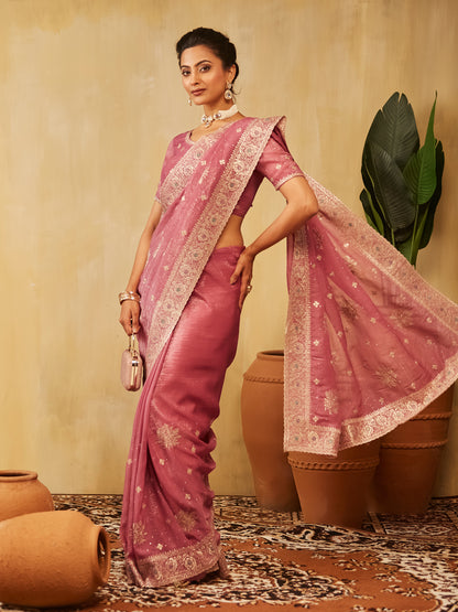 Dhiyona KS Women's Embellished Embroidered Pure Chiffon Saree