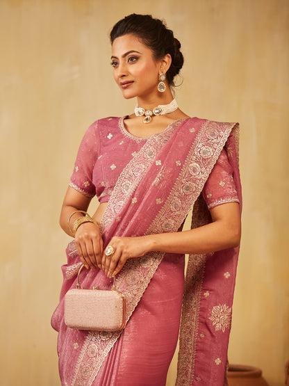 Dhiyona KS Women's Embellished Embroidered Pure Chiffon Saree