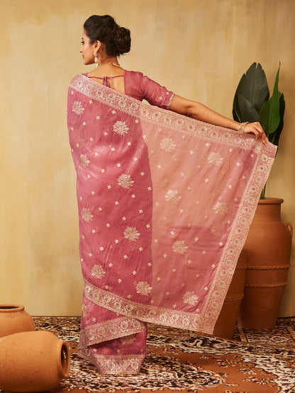 Dhiyona KS Women's Embellished Embroidered Pure Chiffon Saree