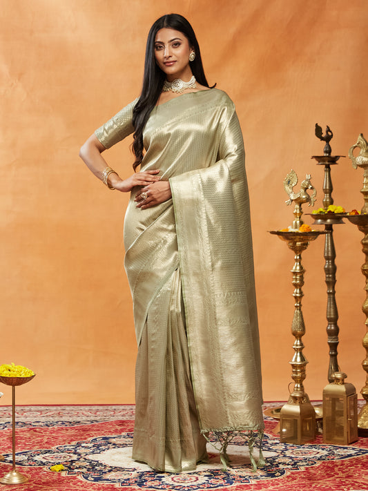 Dhiyona KS Women's Woven Design Zari Banarasi Saree