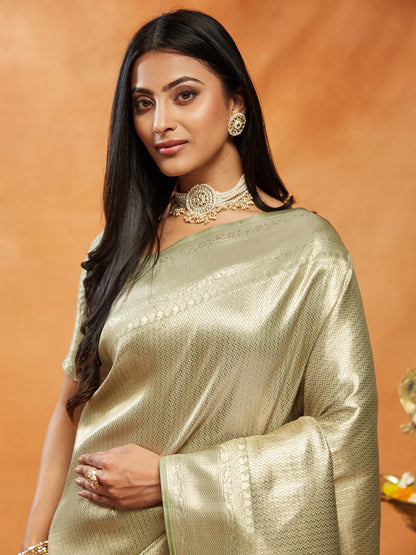 Dhiyona KS Women's Woven Design Zari Banarasi Saree