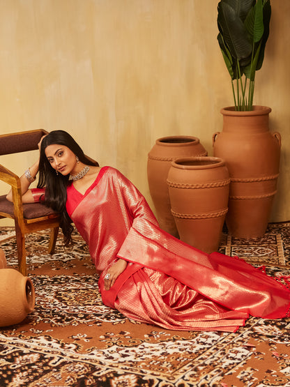 Dhiyona KS Women's Woven Design Zari Banarasi Saree
