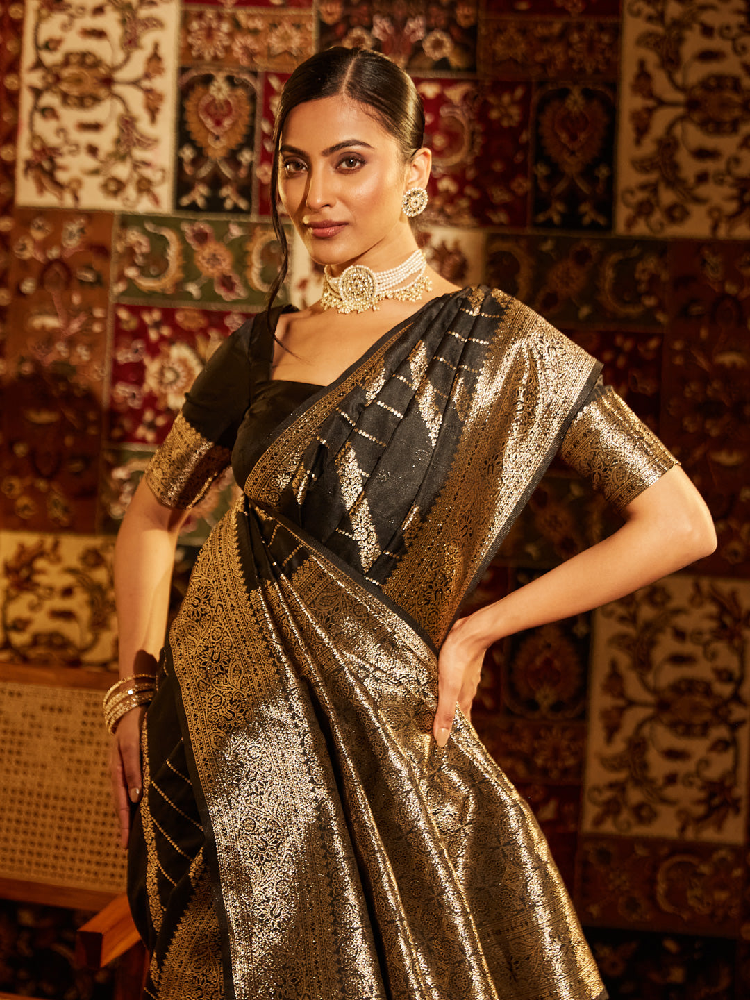 Dhiyona KS Women's Woven Design Zari Banarasi Saree