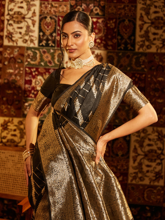 Dhiyona KS Women's Woven Design Zari Banarasi Saree
