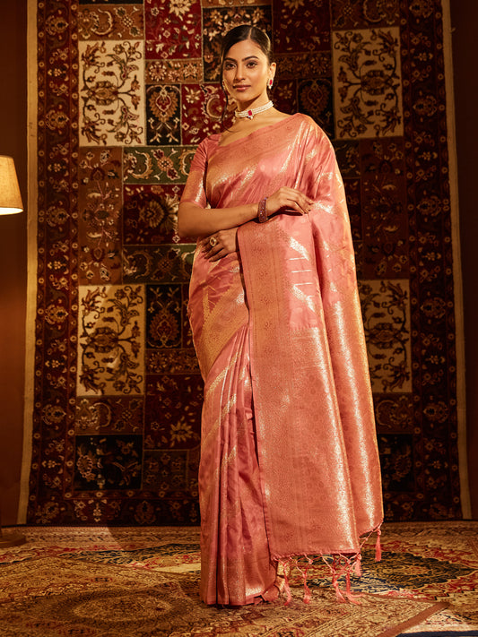 Dhiyona KS Women's Woven Design Zari Banarasi Saree