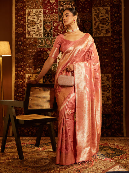 Dhiyona KS Women's Woven Design Zari Banarasi Saree
