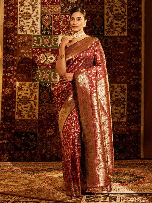 Dhiyona KS Women's Woven Design Zari Banarasi Saree