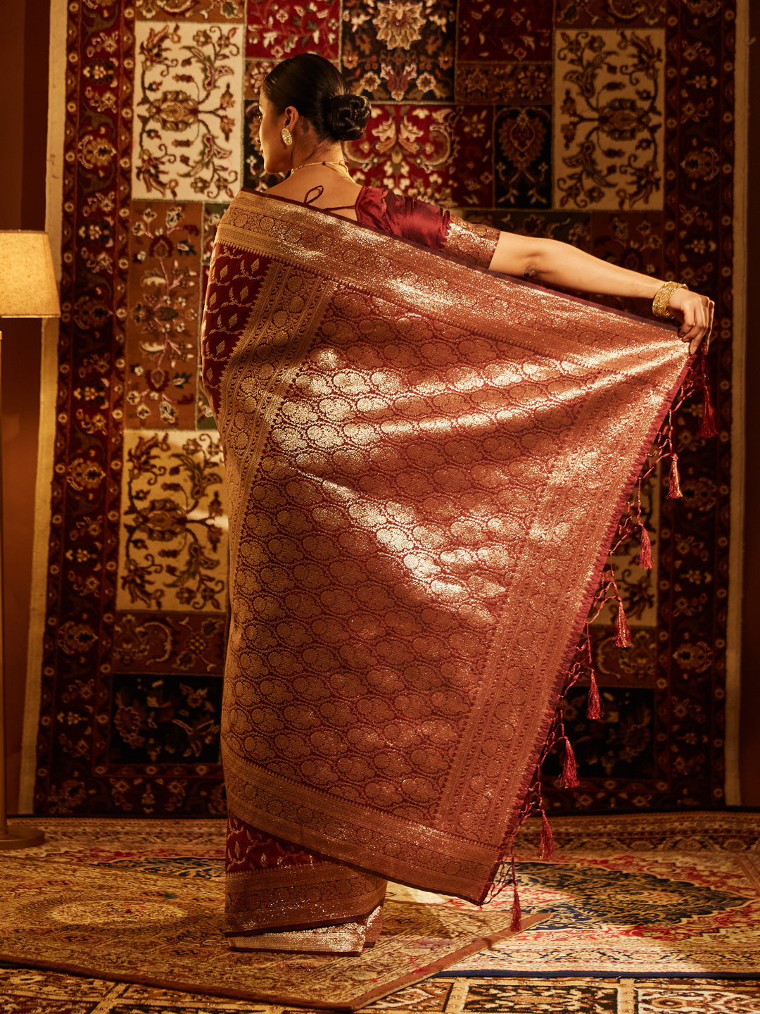 Dhiyona KS Women's Woven Design Zari Banarasi Saree