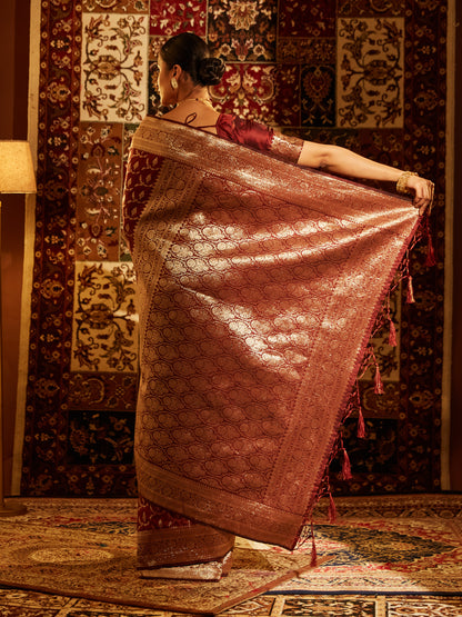 Dhiyona KS Women's Woven Design Zari Banarasi Saree