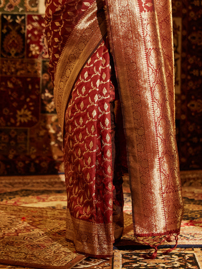 Dhiyona KS Women's Woven Design Zari Banarasi Saree