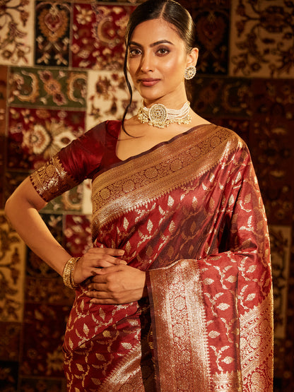 Dhiyona KS Women's Woven Design Zari Banarasi Saree