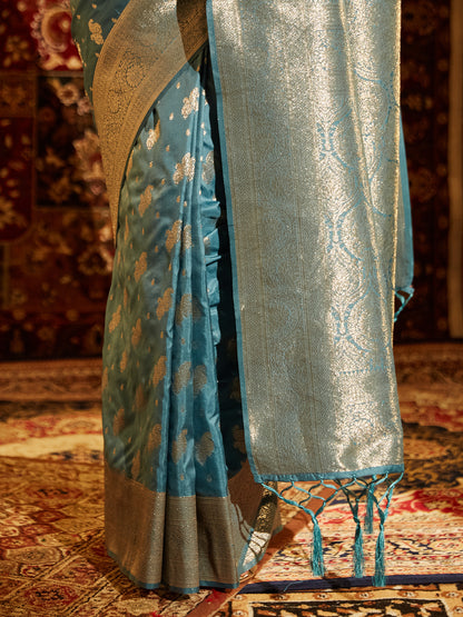Dhiyona KS Women's Paisley Woven Design Zari Banarasi Saree
