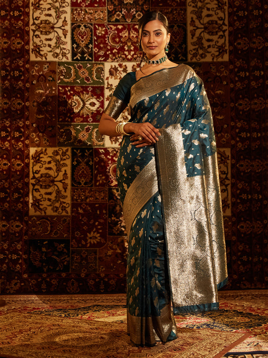 Dhiyona KS Women's Ethnic Motifs Woven Design Zari Banarasi Saree