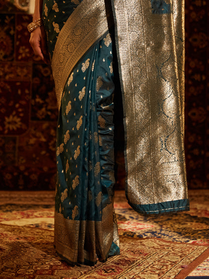 Dhiyona KS Women's Ethnic Motifs Woven Design Zari Banarasi Saree