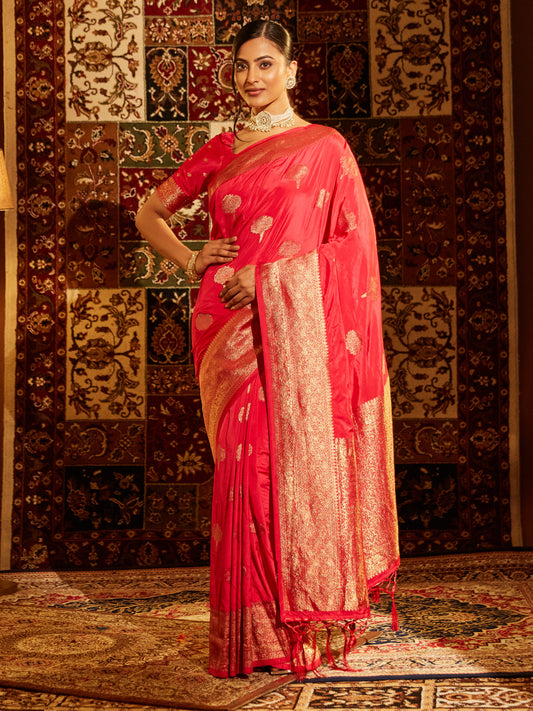 Dhiyona KS Women's Woven Design Zari Banarasi Saree
