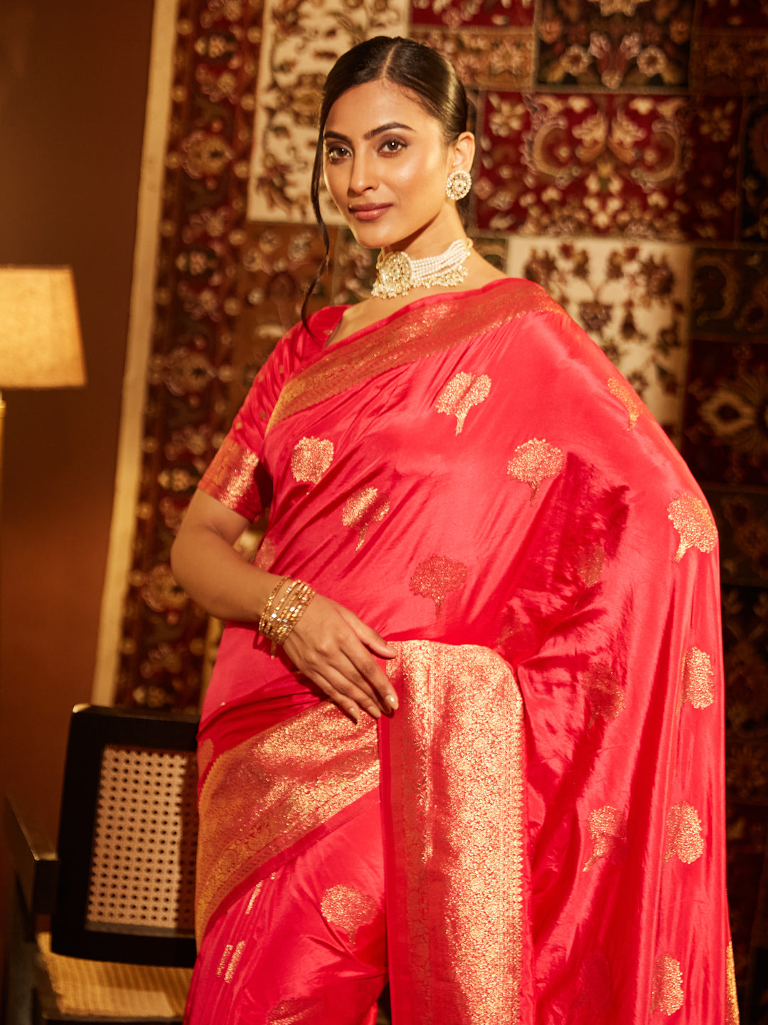 Dhiyona KS Women's Woven Design Zari Banarasi Saree