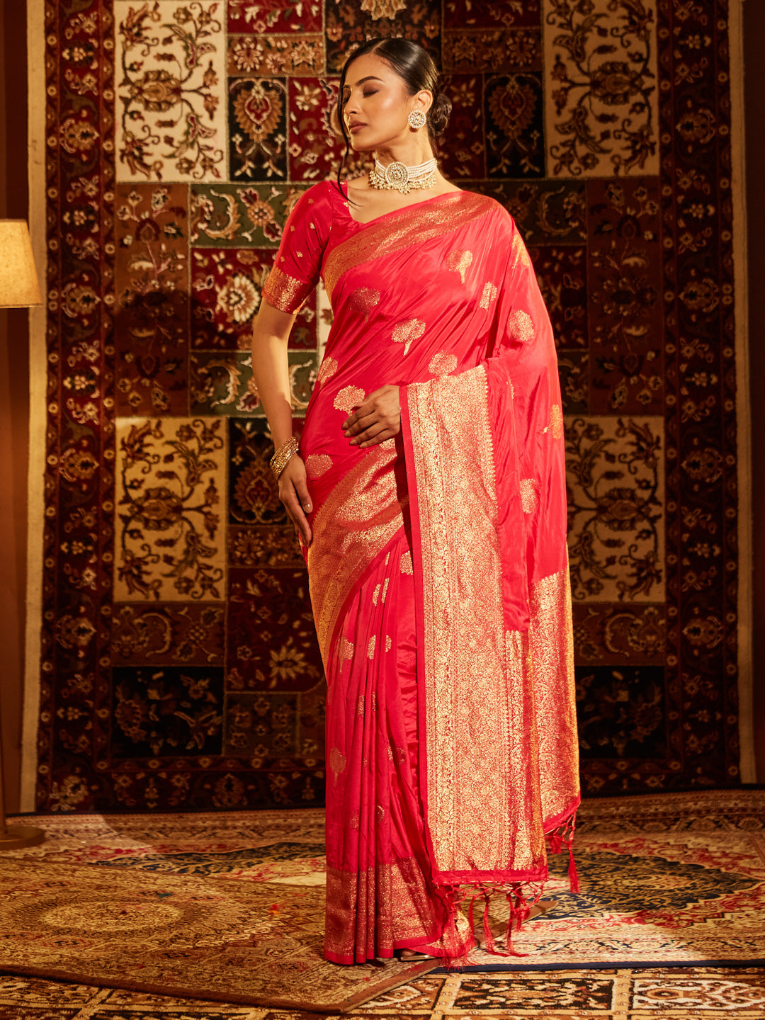Dhiyona KS Women's Woven Design Zari Banarasi Saree