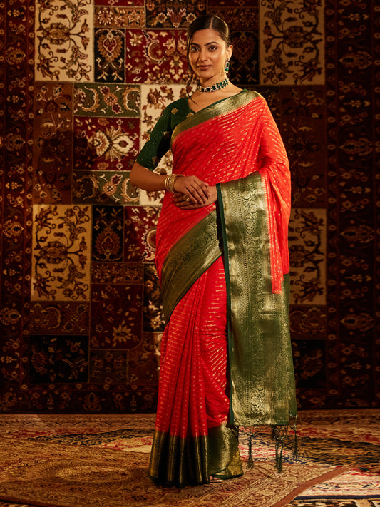 Dhiyona KS Women's Women Floral Woven Design Zari Art Silk designer Banarasi saree