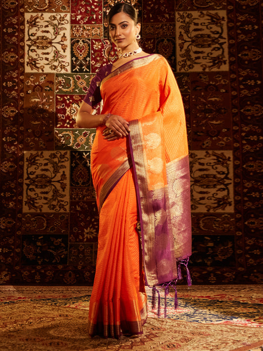 Dhiyona KS Women's Ethnic Motifs Zari Banarasi Saree