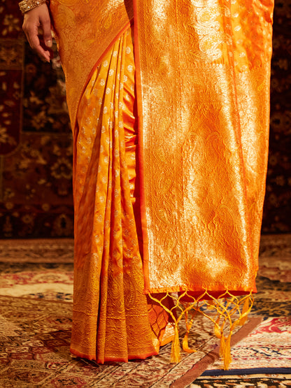 Dhiyona KS Women's Woven Design Ethnic Motifs Zari Banarasi Saree