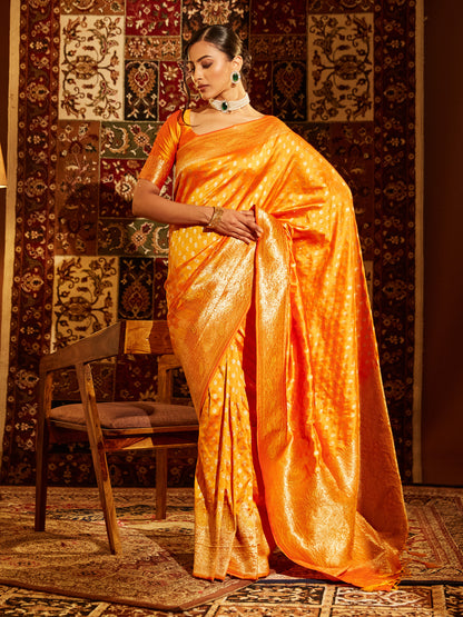 Dhiyona KS Women's Woven Design Ethnic Motifs Zari Banarasi Saree