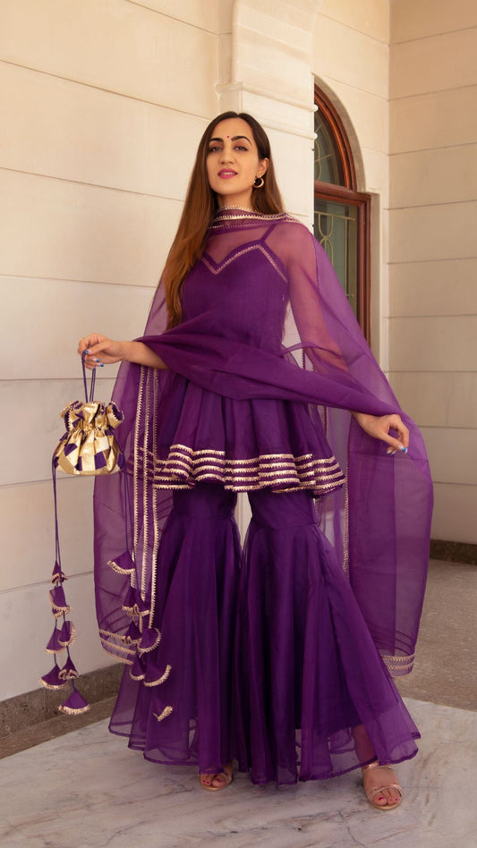 Masakali Purple Organza Sharara Set