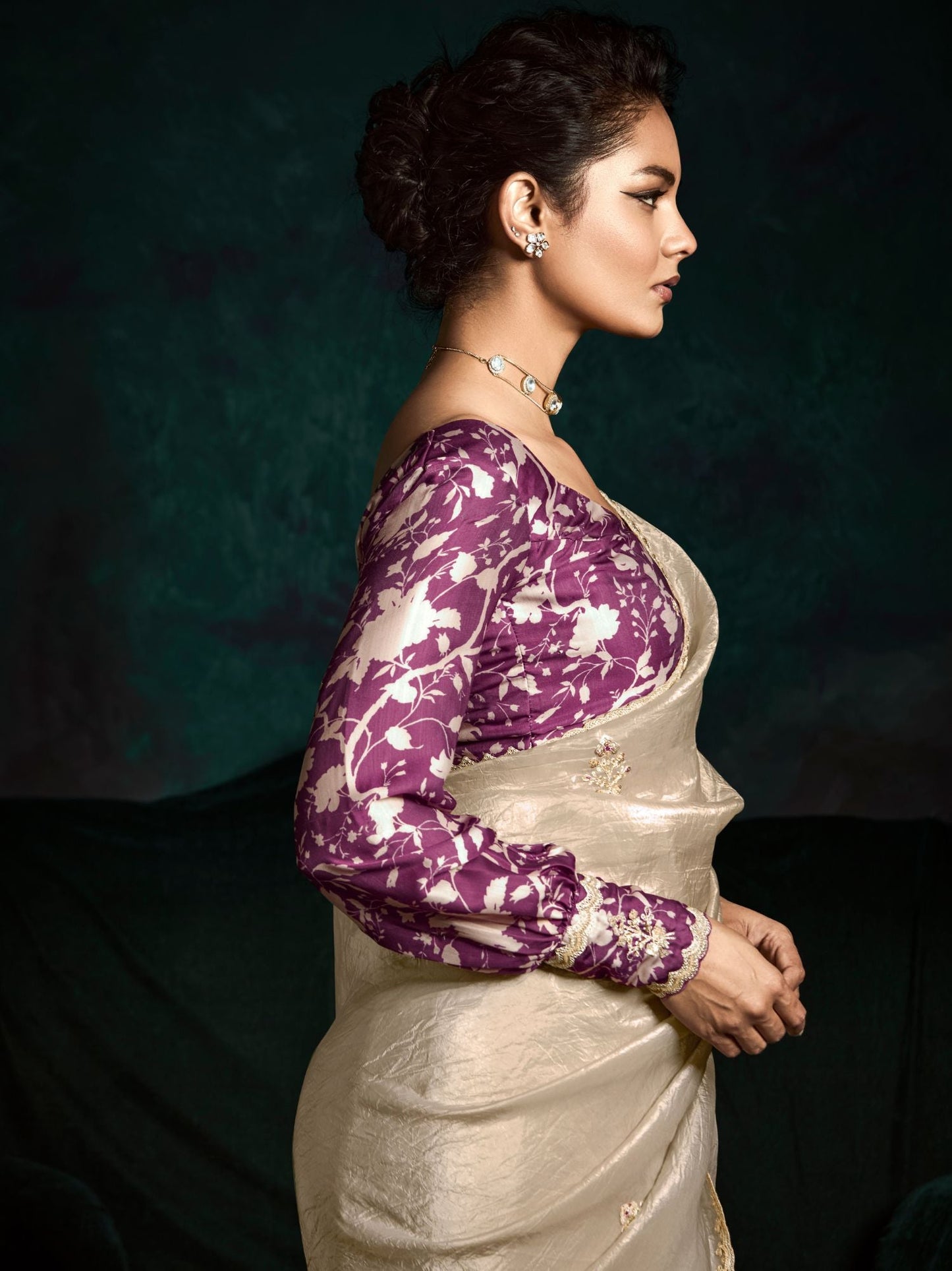 Dhiyona KM Women The Beige Designer Organza Saree: Effortless Elegance For Every Occasion