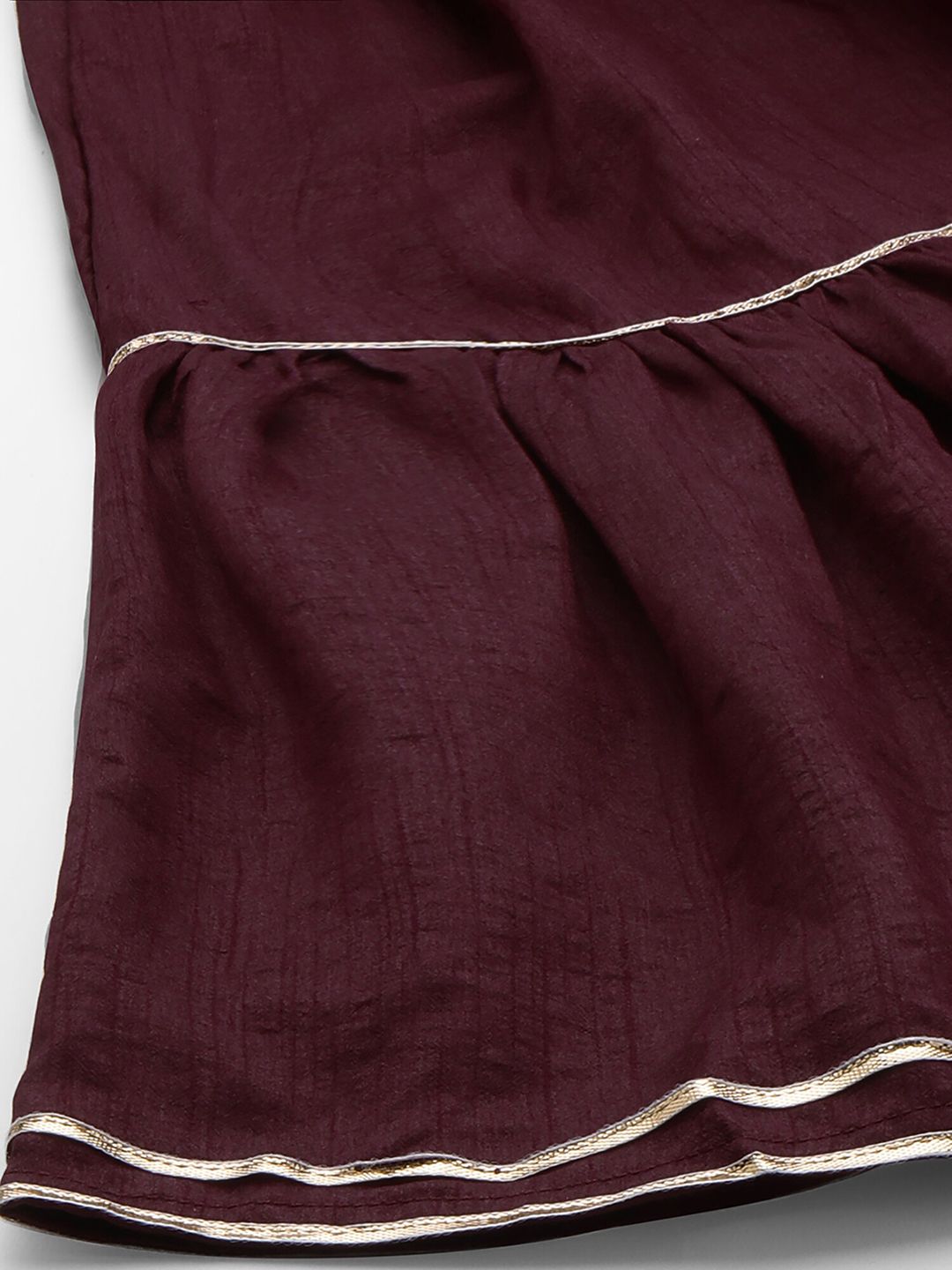 Dhiyona IE Women Burgundy Embroidered Kurta with Sharara