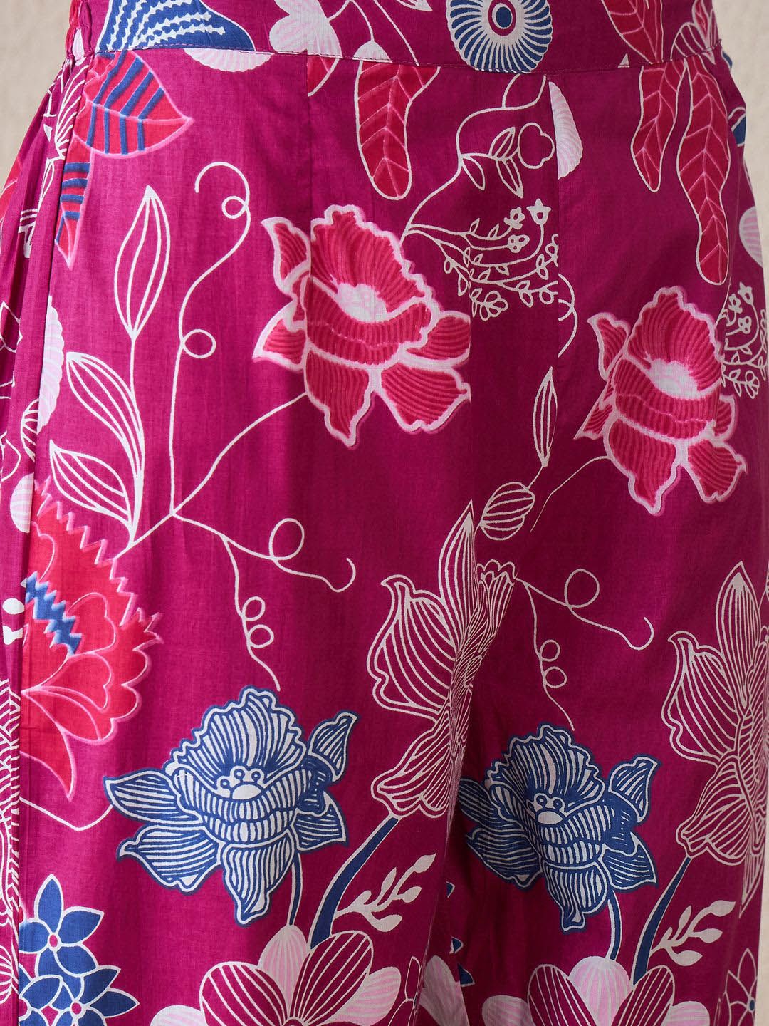 Women Floral Printed Regular Pure Cotton Kurta with Trousers