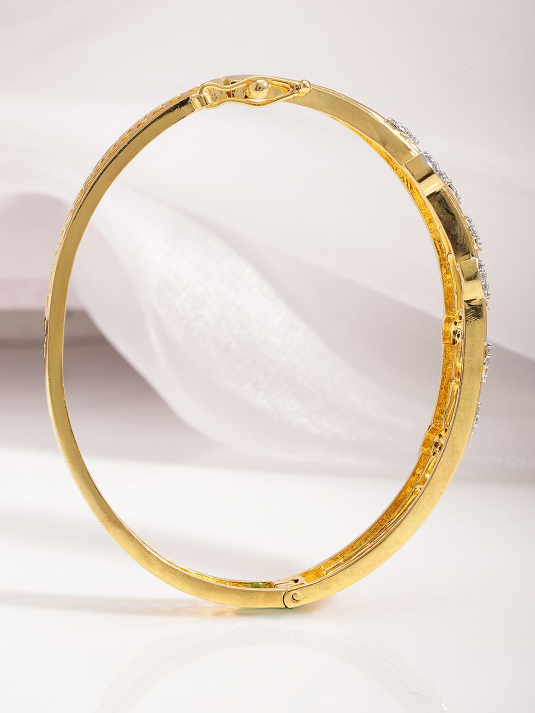 Dhiyona RJ Women's 22KT Gold-Plated Cubic Zirconia Studded Bangle-Style Bracelet