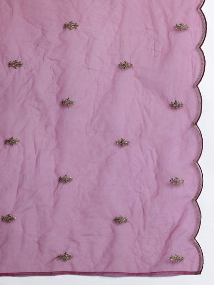 Floral Embroidered Kurta with Trousers & With Dupatta