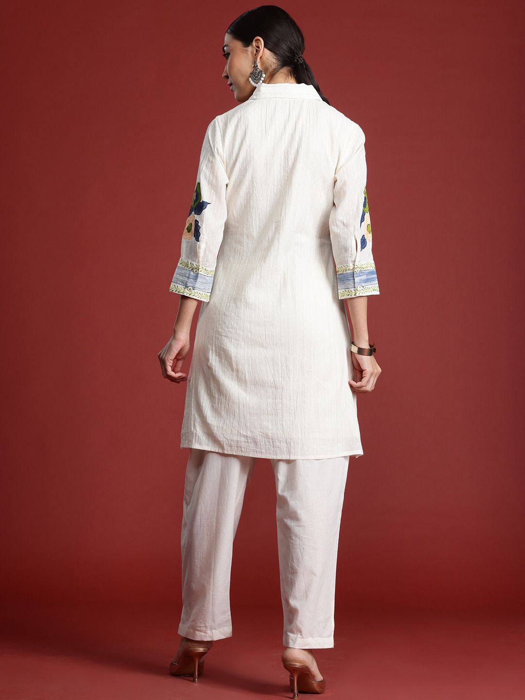 Women Floral Printed Pure Cotton Kurti with Trousers