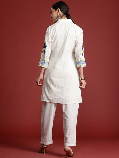 Women Floral Printed Pure Cotton Kurti with Trousers