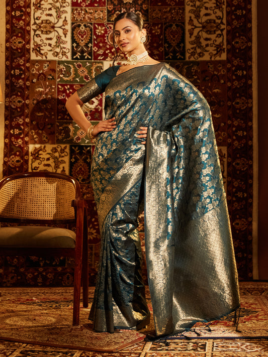 Dhiyona KS Women's Woven Design Zari Banarasi Saree