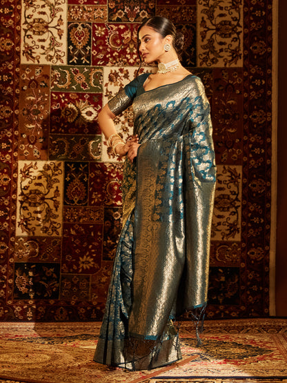 Dhiyona KS Women's Woven Design Zari Banarasi Saree