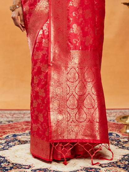 Dhiyona KS Women's Floral Woven Design Zari Banarasi Saree