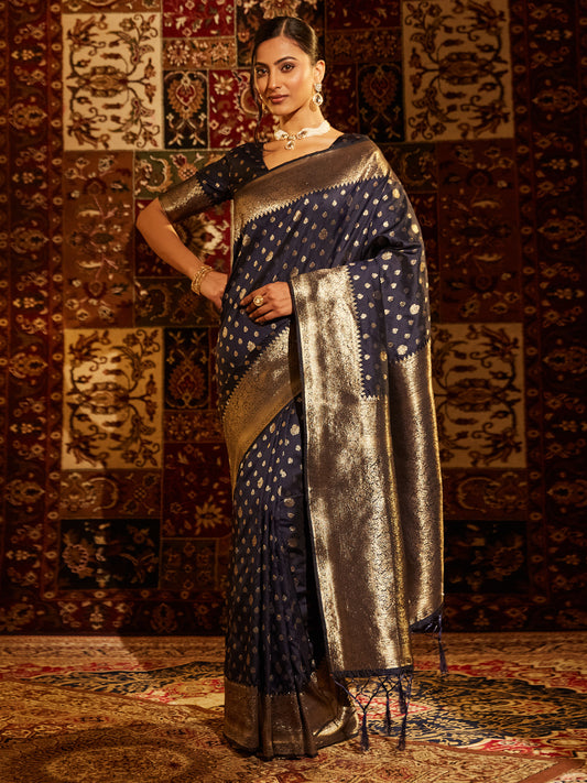 Dhiyona KS Women's Woven Design Ethnic Motifs Zari Banarasi Saree