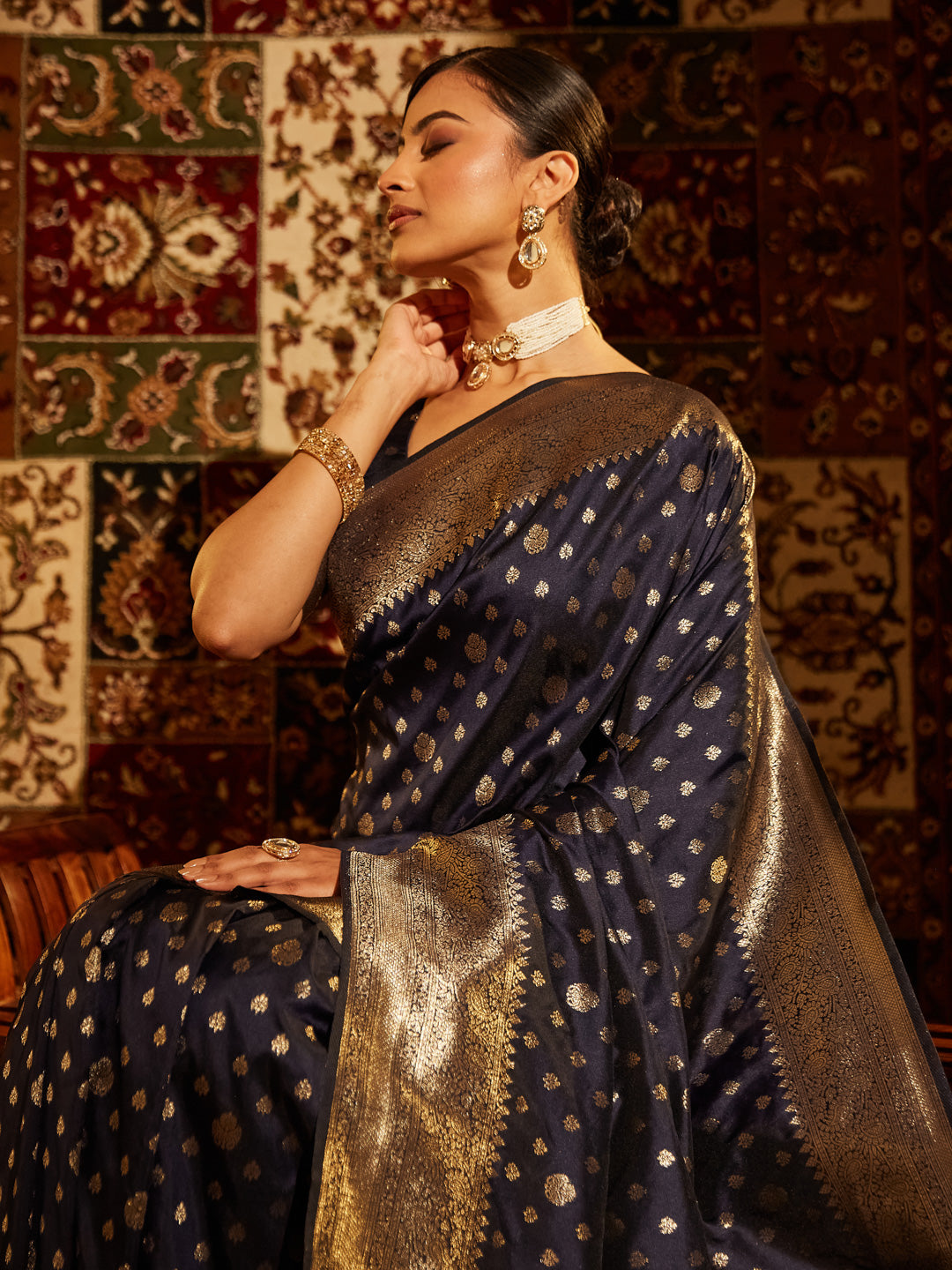 Dhiyona KS Women's Woven Design Ethnic Motifs Zari Banarasi Saree